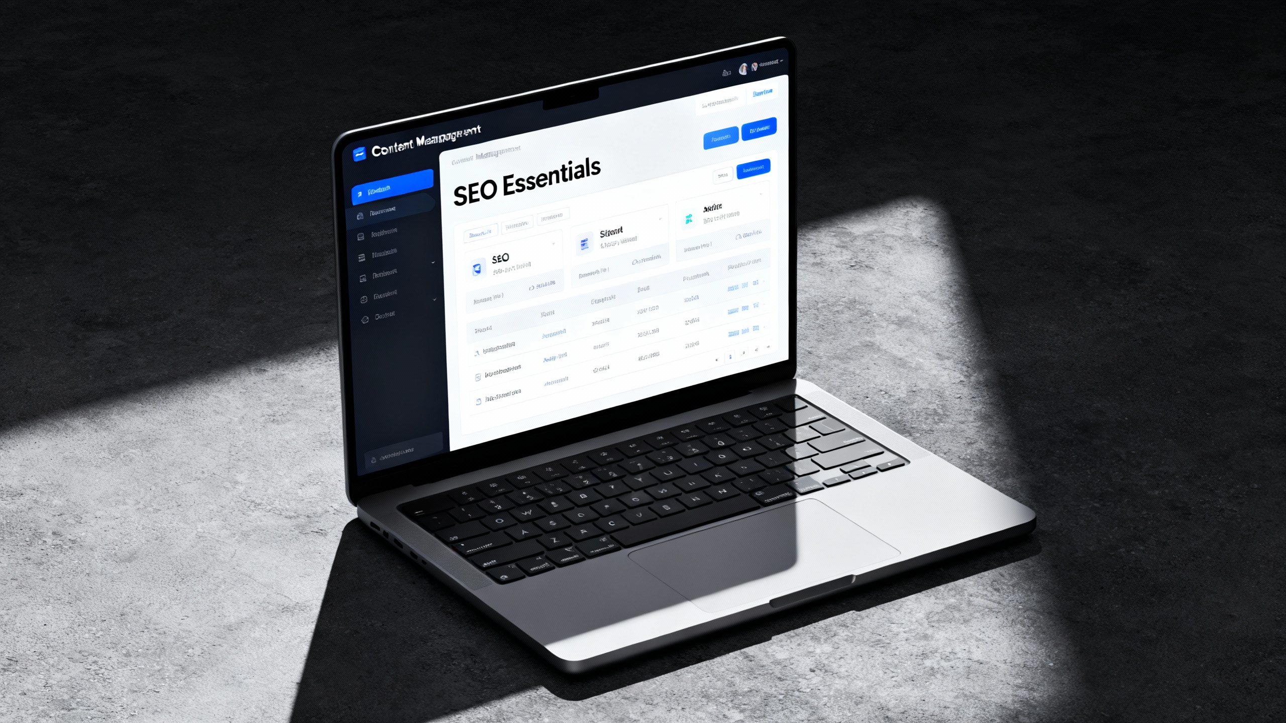 SEO Essentials on laptop screen