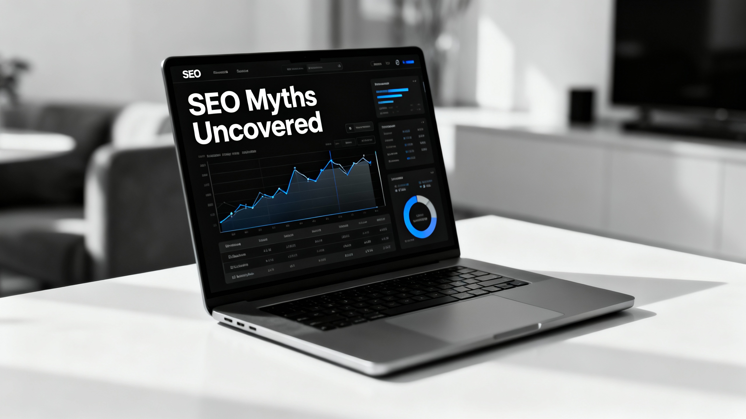 SEO Myths on laptop