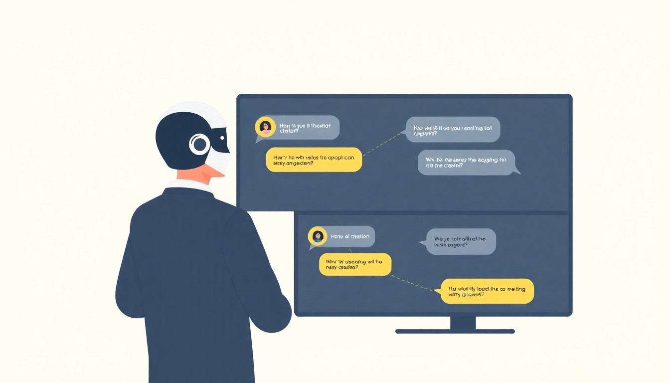 Illustration of a marketer comparing varying AI answers and averaging them into a trend line